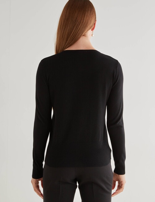 Oliver Black Long Sleeve Crew Neck Cardigan, Black product photo View 02 L