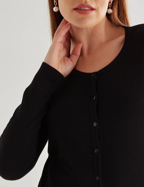 Oliver Black Long Sleeve Crew Neck Cardigan, Black product photo View 04 L