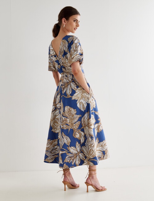 State of play Leaf Print Odette Dress, Blue product photo View 02 L