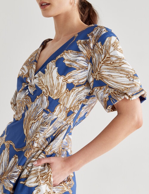 State of play Leaf Print Odette Dress, Blue product photo View 04 L