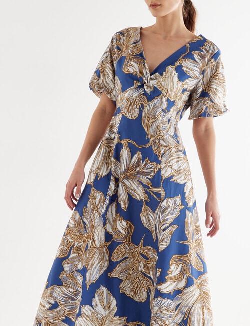 State of play Leaf Print Odette Dress, Blue product photo View 06 L