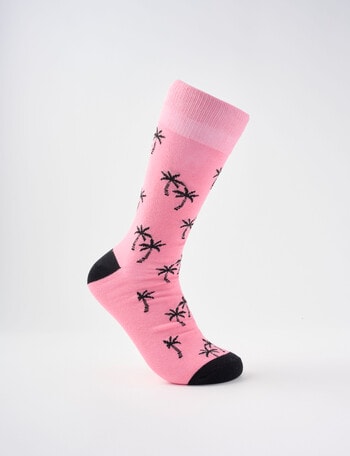 Mazzoni Cotton-Blend Palm Tree Dress Sock, Pink product photo