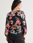 Whistle Wrap Print Top, Black product photo View 02 S