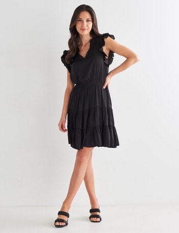 Whistle Satin Mini Dress, Black product photo