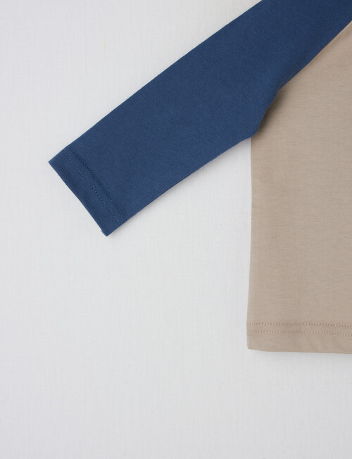 Teeny Weeny Plane Contrast Long-Sleeve Tee, Brown & Blue product photo View 02 L