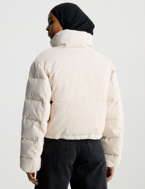Calvin Klein Corduroy Cropped Puffer Jacket, Putty product photo View 02 L