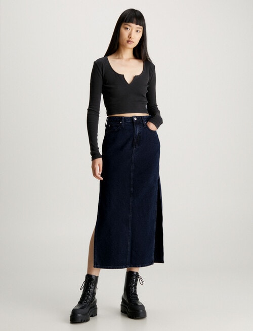 Calvin Klein Denim Maxi Skirt, Blue product photo View 04 L