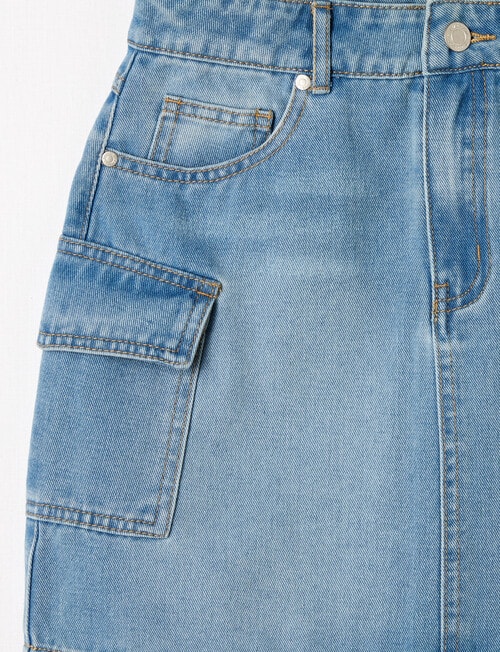 Switch Cargo Denim Skirt, Mid Blue product photo View 03 L