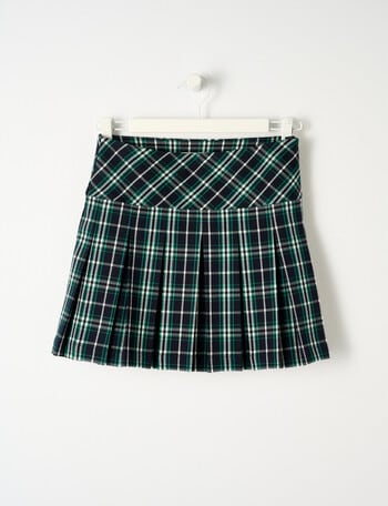 Switch Check Pleat Skirt, Navy, 8-16 product photo