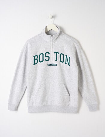 Switch Boston Quarter Zip Crew Sweatshirt, Grey Marle product photo