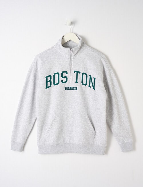 Switch Boston Quarter Zip Crew Sweatshirt, Grey Marle product photo