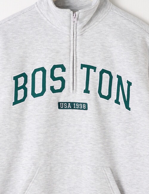 Switch Boston Quarter Zip Crew Sweatshirt, Grey Marle product photo View 02 L