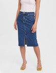 Vero Moda Denim Line Skirt, Medium Blue Denim product photo View 03 S
