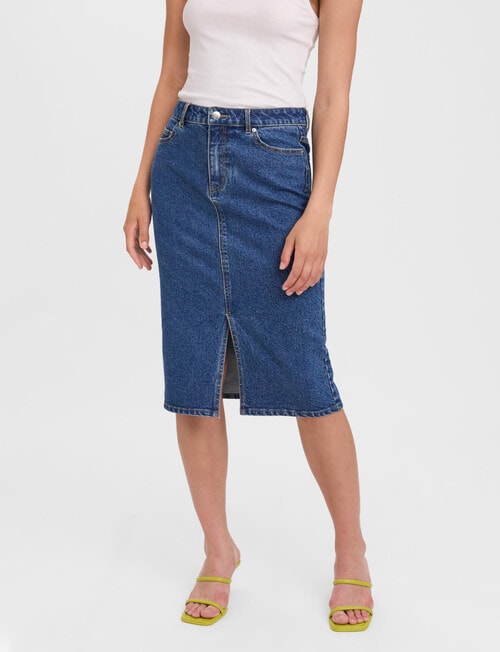 Vero Moda Denim Line Skirt, Medium Blue Denim product photo View 03 L