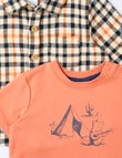 Teeny Weeny Tee & Flannel Shirt Set, 2-Piece, Orange product photo View 02 S