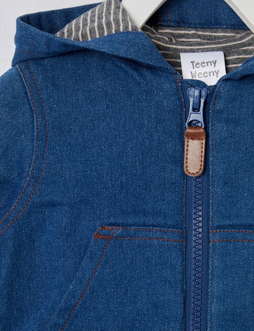 Teeny Weeny Denim Hooded Jacket, Blue product photo View 02 L