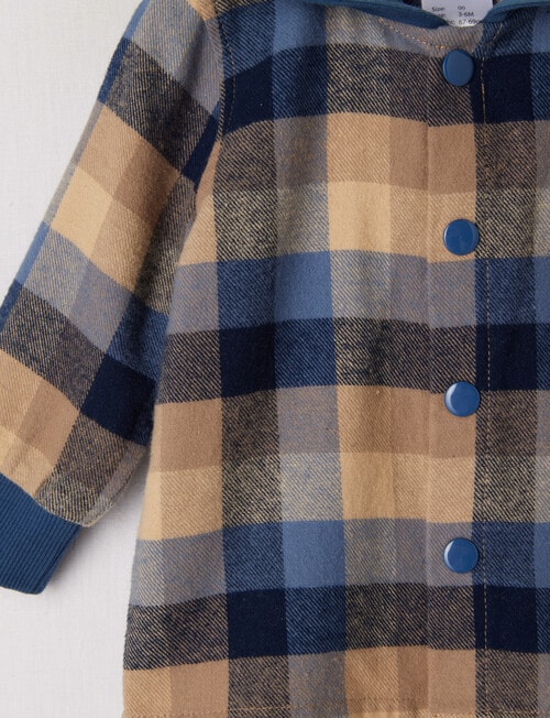 Teeny Weeny Check Hooded Jacket, Denim Blue product photo View 03 L