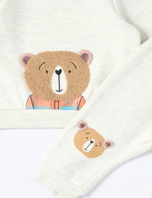 Teeny Weeny Bear Track Suit Set, 2-Piece, Oat Marle product photo View 02 L