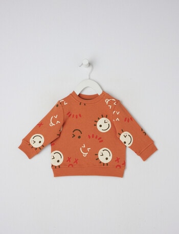 Teeny Weeny Smiley Face Fleece Sweatshirt, Orange product photo