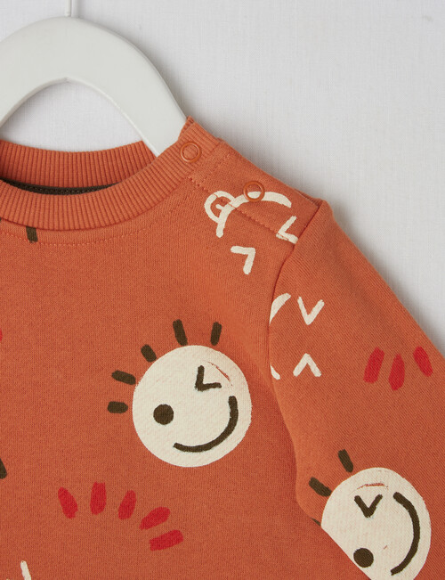 Teeny Weeny Smiley Face Fleece Sweatshirt, Orange product photo View 02 L