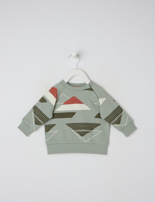 Teeny Weeny Triangular All-Over Print Fleece Sweatshirt, Mint product photo