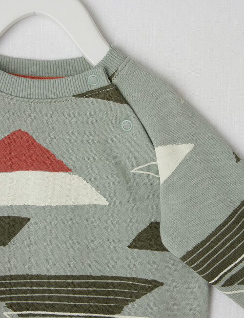 Teeny Weeny Triangular All-Over Print Fleece Sweatshirt, Mint product photo View 02 L