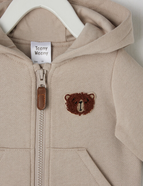 Teeny Weeny The Bear and The Dog Fleece Hoodie, Taupe product photo View 02 L
