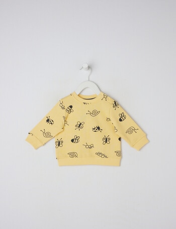 Teeny Weeny Bug Print Fleece Sweatshirt, Yellow product photo
