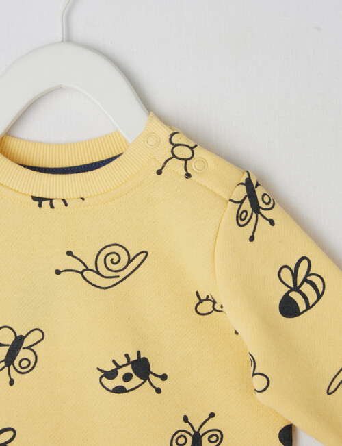 Teeny Weeny Bug Print Fleece Sweatshirt, Yellow product photo View 02 L