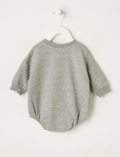 Teeny Weeny Spliced Terry Long Sleeve Bodysuit, Grey product photo View 03 L
