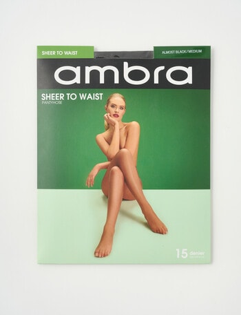 Ambra Sheer to Waist Pantyhose, 15D, Almost Black product photo