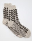 Levante Antonia Hounds Wool Cashmere Crew Socks, Chocolate product photo View 02 S