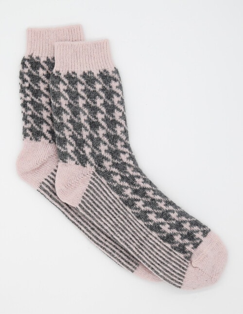 Levante Antonia Hounds Wool Cashmere Crew Socks, Primrose product photo View 02 L
