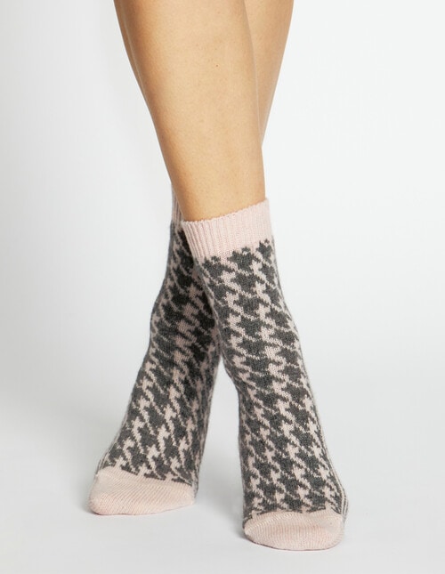 Levante Antonia Hounds Wool Cashmere Crew Socks, Primrose product photo View 03 L