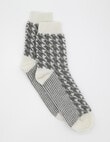 Levante Antonia Hounds Wool Cashmere Crew Socks, Charcoal product photo View 02 S