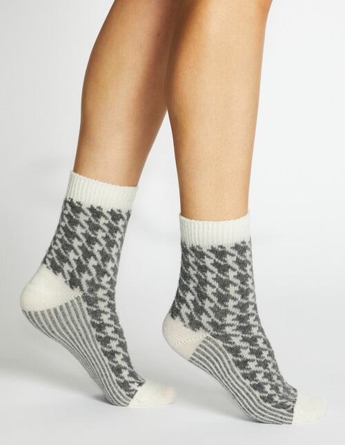 Levante Antonia Hounds Wool Cashmere Crew Socks, Charcoal product photo View 04 L