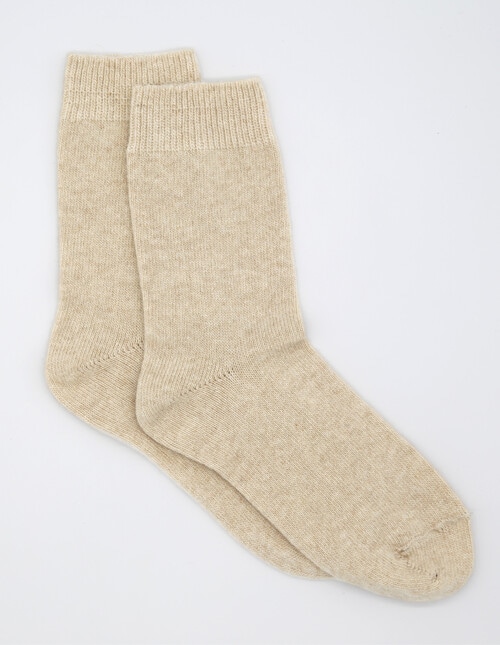 Levante Pina Wool Cashmere Crew Socks, Sandstone product photo View 02 L