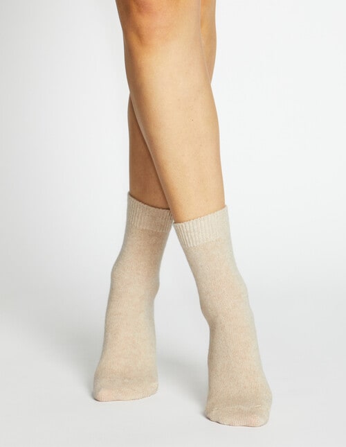 Levante Pina Wool Cashmere Crew Socks, Sandstone product photo View 03 L