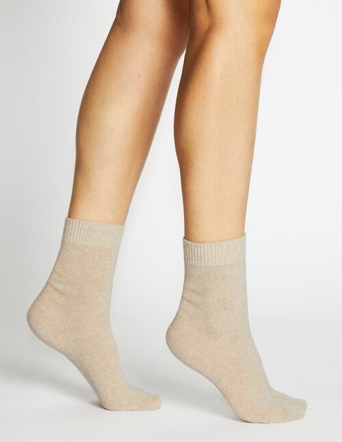 Levante Pina Wool Cashmere Crew Socks, Sandstone product photo View 04 L