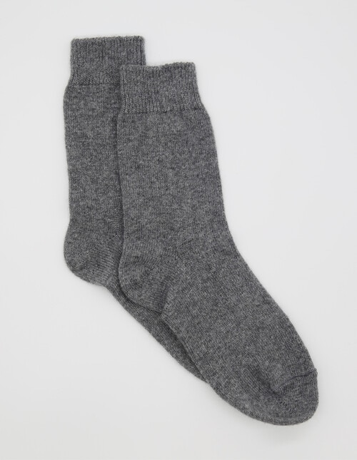 Levante Pina Wool Cashmere Crew Socks, Charcoal product photo View 02 L