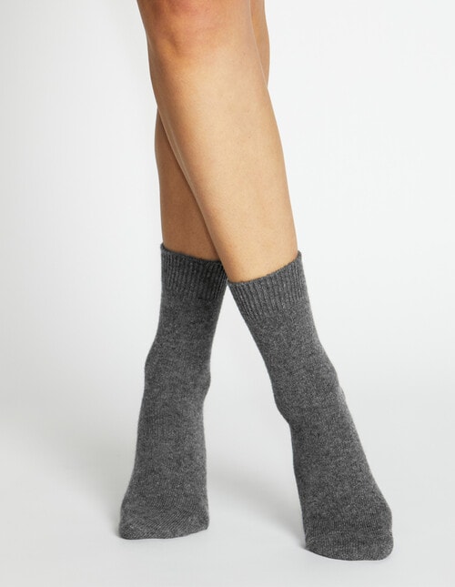 Levante Pina Wool Cashmere Crew Socks, Charcoal product photo View 03 L