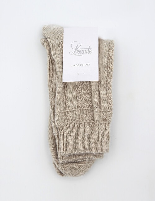 Levante Camella Wool Cashmere Crew Socks, Sandstone product photo