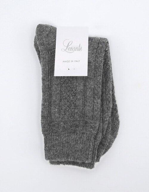 Levante Camella Wool Cashmere Crew Socks, Charcoal product photo