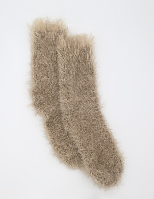 Levante Furry Plush Sock, Sandstone product photo View 02 L
