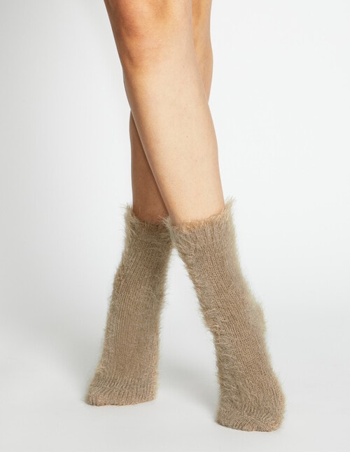 Levante Furry Plush Sock, Sandstone product photo View 03 L