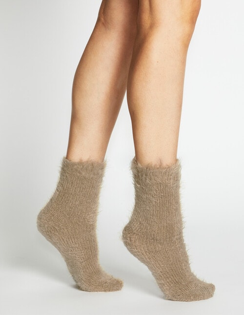 Levante Furry Plush Sock, Sandstone product photo View 04 L