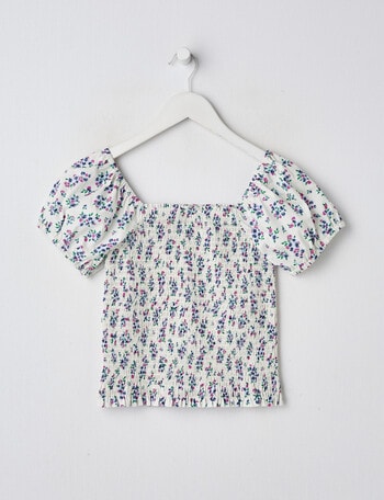 Switch Ditsy Floral Short Sleeve Gathered Top, Vanilla product photo