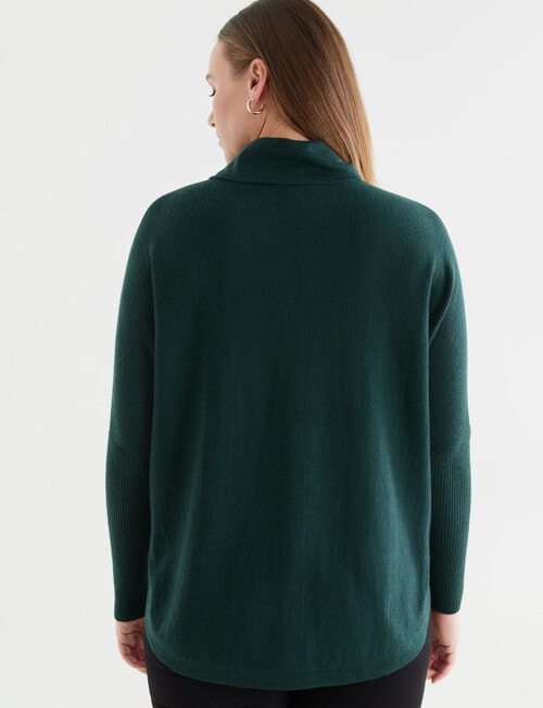 North South Merino Drop Shoulder Roll Neck Jumper, Bottle Green product photo View 02 L