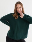 North South Merino Drop Shoulder Roll Neck Jumper, Bottle Green product photo View 04 S