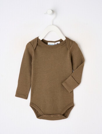 Milly & Milo Long-Sleeve Bodysuit, Cocoa product photo
